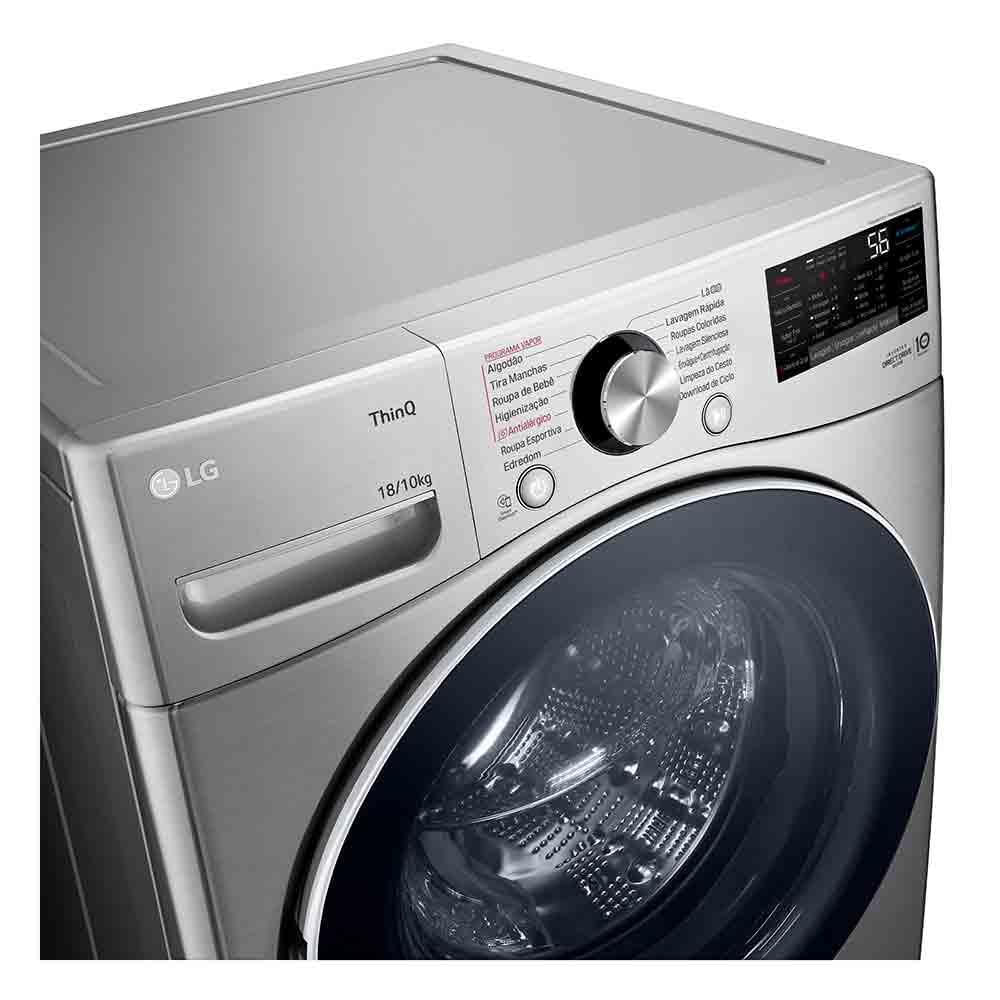 Lava e Seca Smart LG 18kg Inox Look com AIDD™ WD18SV2S6BA