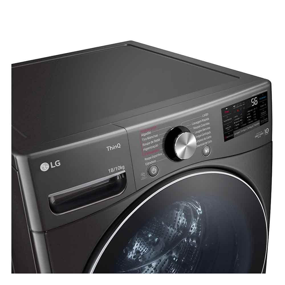 Lava e Seca 18Kg LG Smart Black Inox com 14 Programas de Lavagem - WD18BV