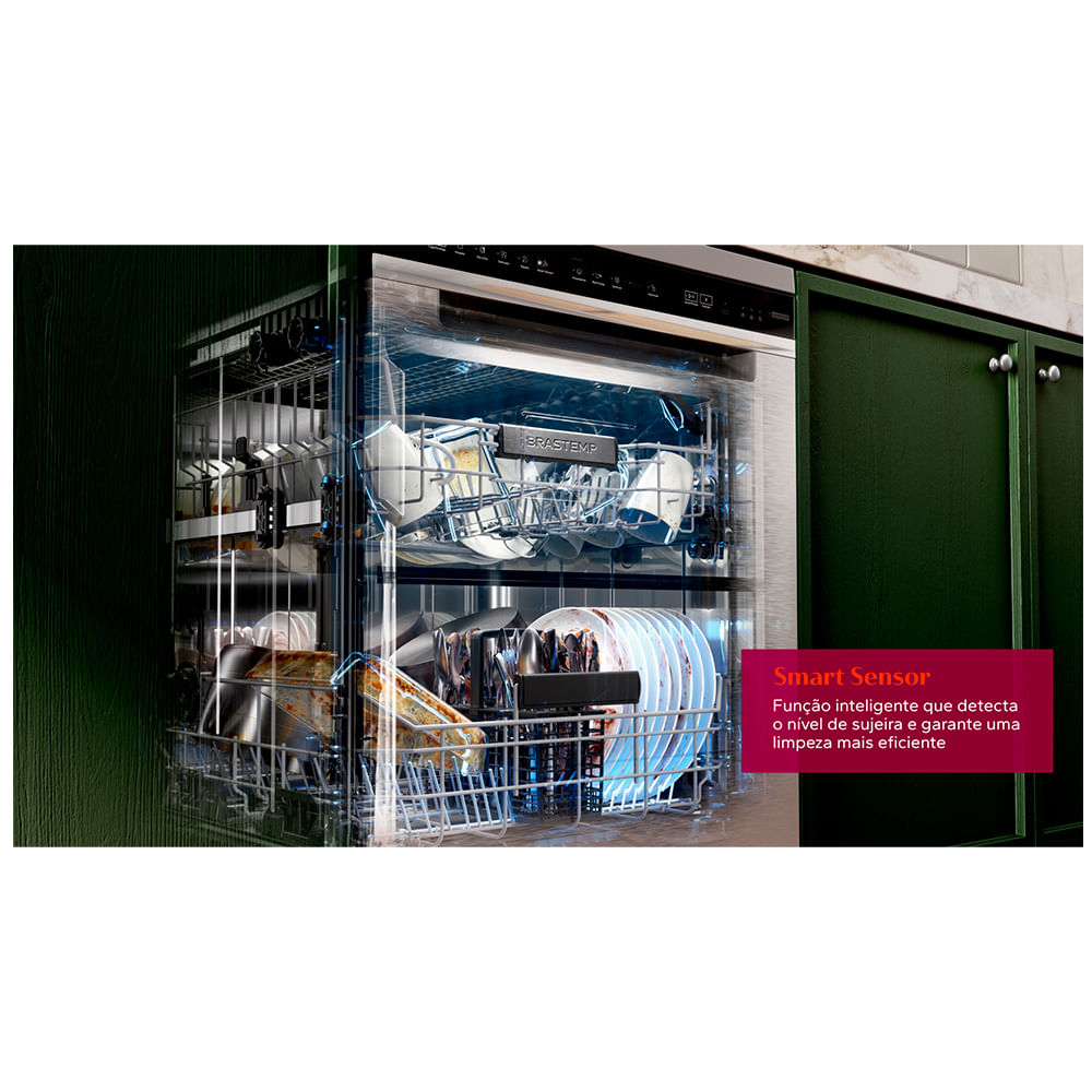 Lava-Louças Brastemp com Smart Sensor Inox com 15 Serviços, 05 Programas de Lavagem - BLF61AR