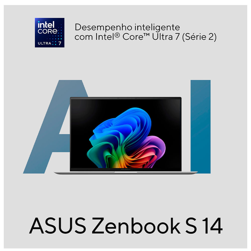 Notebook Asus Zenbook S 14, OLED Intel Core Ultra 7, 32GB, 1000 GB, W11 Home, Tela 14" - UX5406SA-PZ172W
