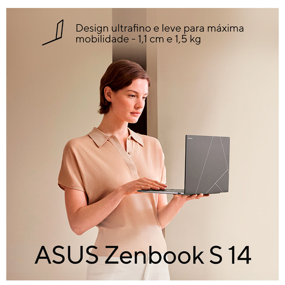 Notebook Asus Zenbook S 14, OLED Intel Core Ultra 7, 32GB, 1000 GB, W11 Home, Tela 14" - UX5406SA-PZ172W