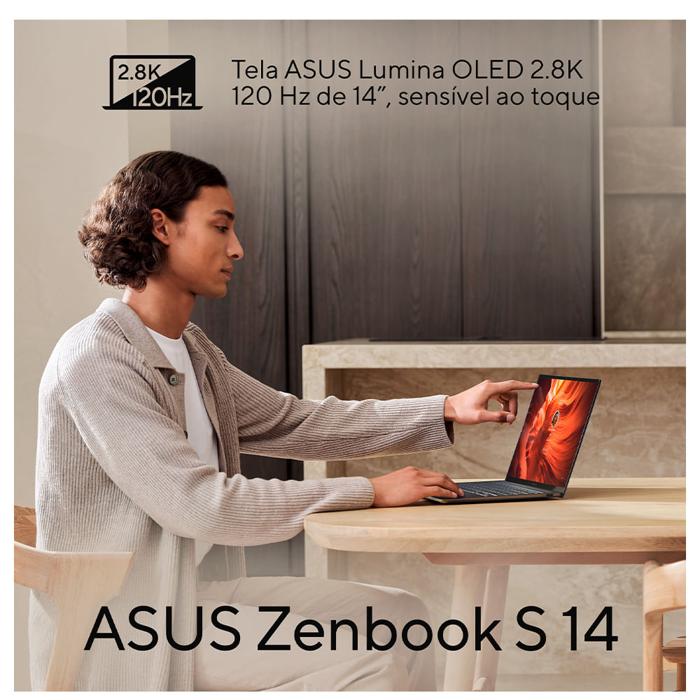 Notebook Asus Zenbook S 14, OLED Intel Core Ultra 7, 32GB, 1000 GB, W11 Home, Tela 14" - UX5406SA-PZ172W
