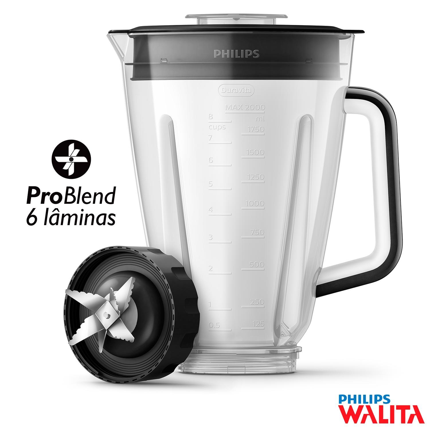 Liquidificador Philips Walita Problend com 12 Velocidades e Jarra  Tritan com 3,0 Litros Preto - RI2242