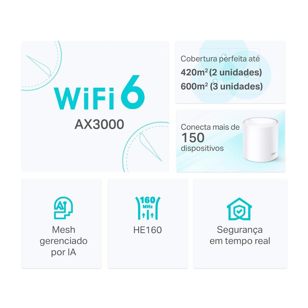 Roteador Wifi Mesh TP-LINK Deco X50 Gigabit Dual-Band AX3000 com 02 Unidades
