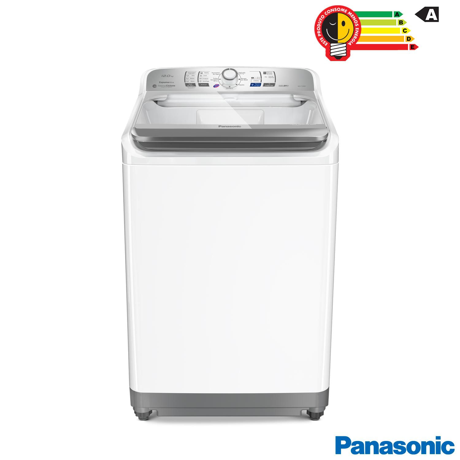 Lavadora de Roupas Panasonic 12kg Branca com 8 Programas de Lavagem - NA-F120B1WA