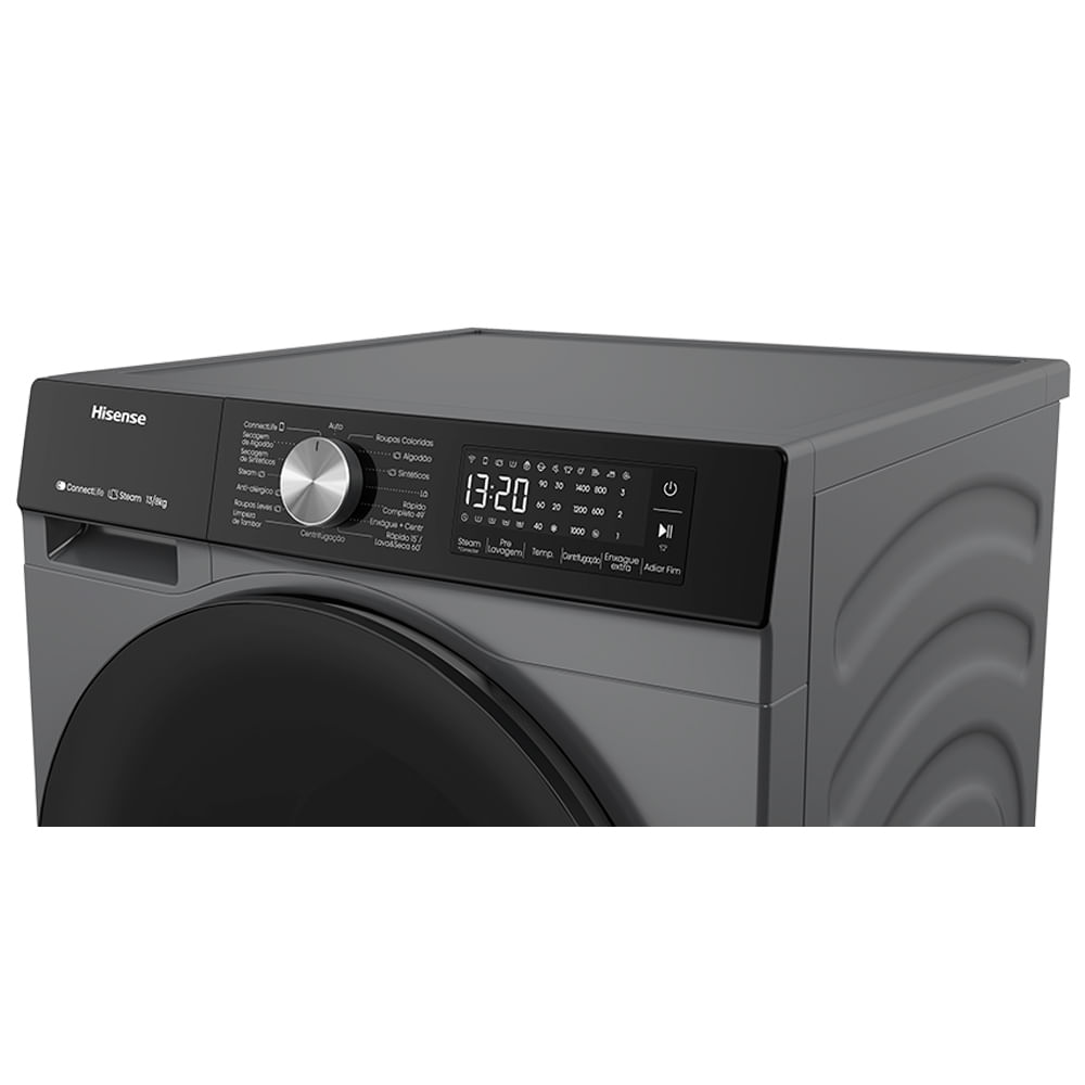 Lava e Seca 13Kg Hisense Titanium com 13 Programas de Lavagem, Steam, Wi-Fi - WD3S13