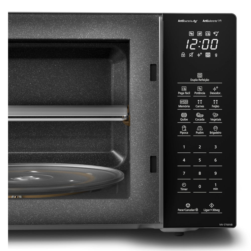 Microondas de Mesa Panasonic com 34 Litros Preto - NN-ST66NBRUN