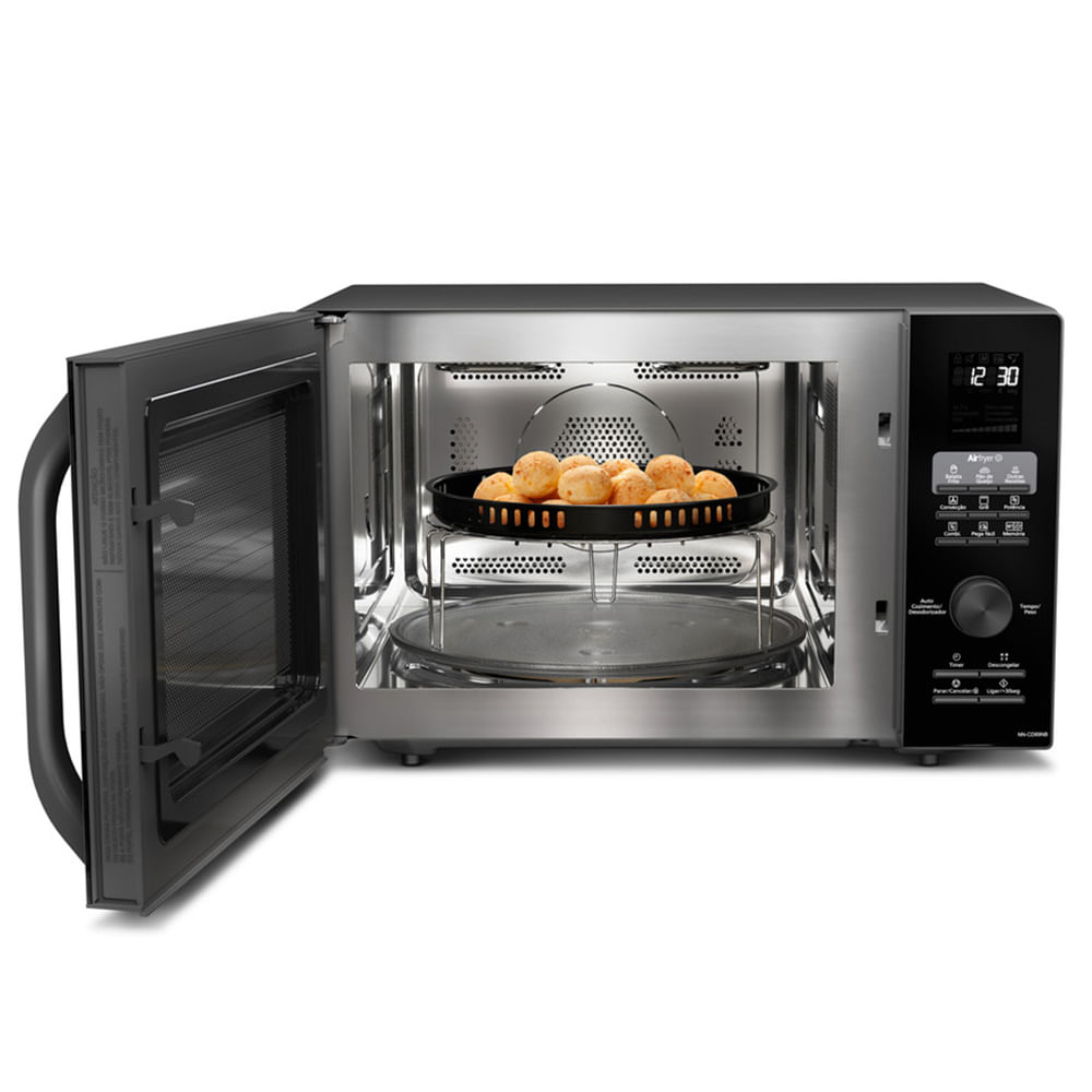 Microondas de Mesa 4 em 1 Panasonic com 30 Litros de Capacidade com Função Grill, Airfryer e Convecção Preto Fosco