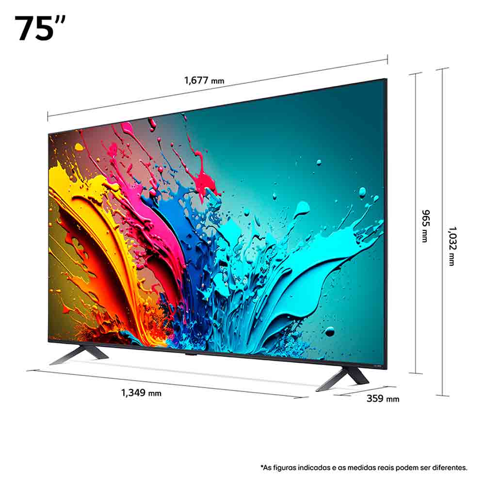 Smart TV 4K LG 75´´ Polegadas 75QNED85T QNED Processador   8, AI, Painel 120Hz, FreeSync e webOS 24