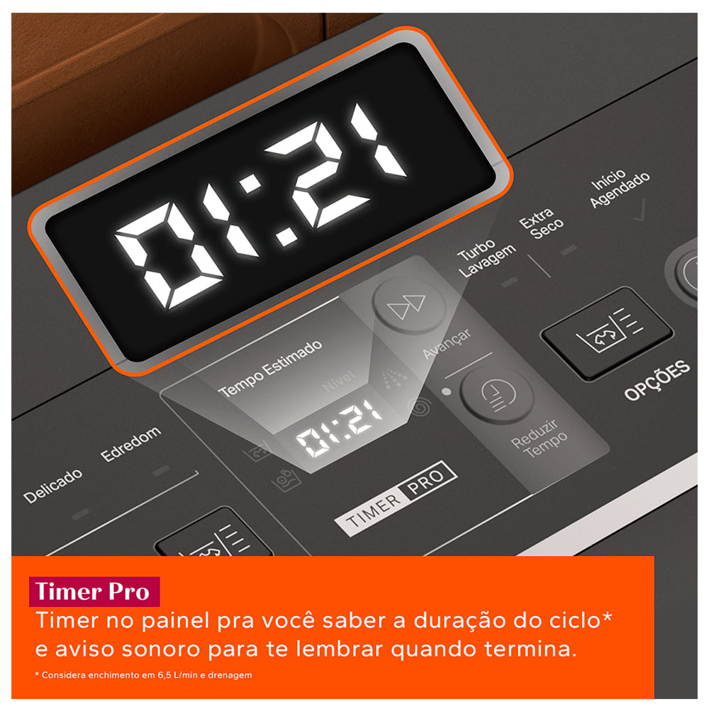 Máquina de Lavar Brastemp 15Kg com Timer Pro - BWT15A9