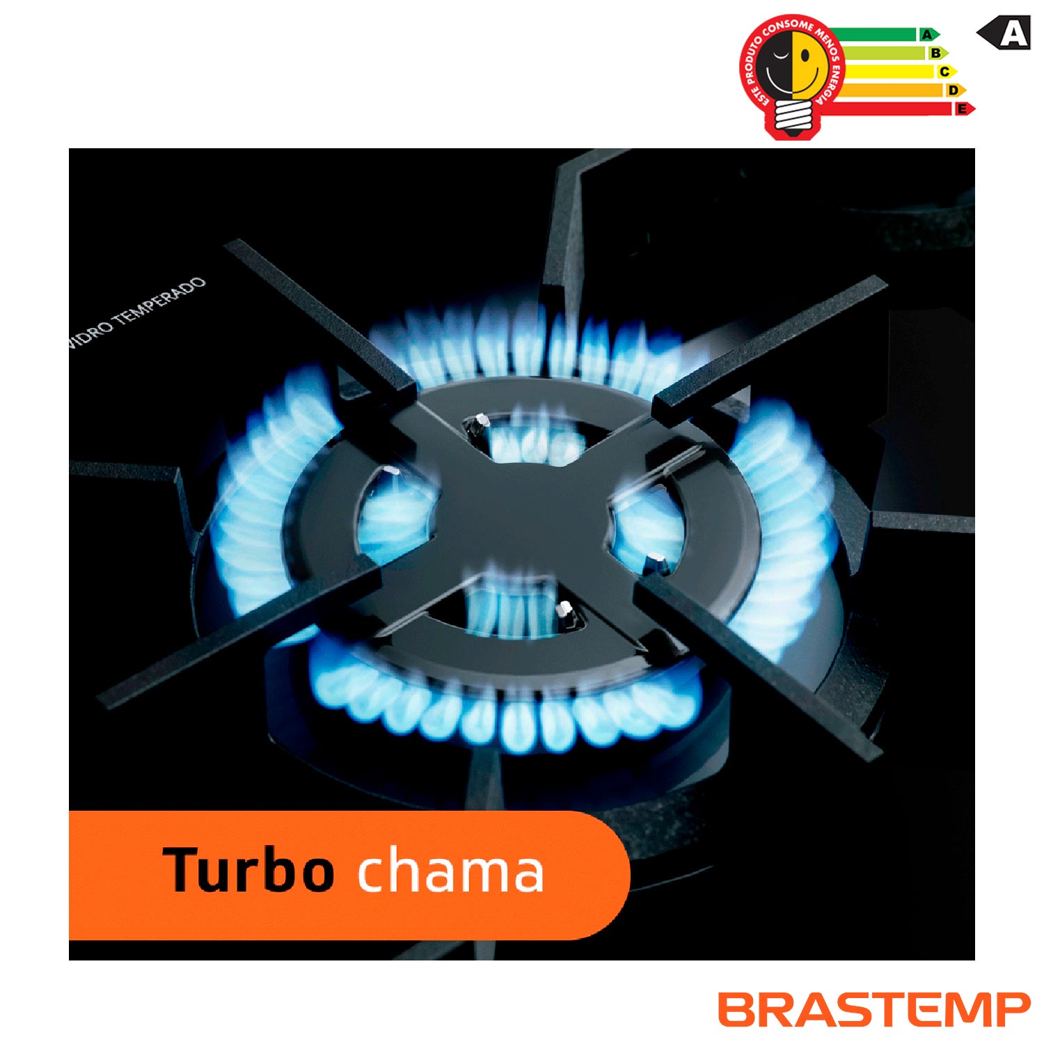 Fogão Brastemp 5 Bocas Preto com Turbo Chama com Mesa de Vidro - BFS5VCE