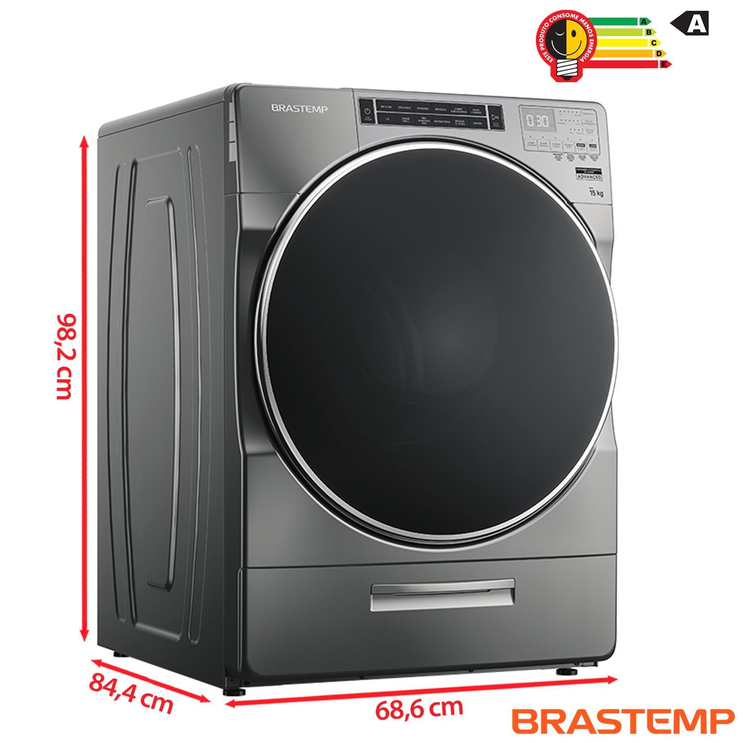 Lavadora de Roupas Brastemp 15Kg Titanium com 13 Programas de Lavagem e Dispenser Auto Dosagem - BNF15AS