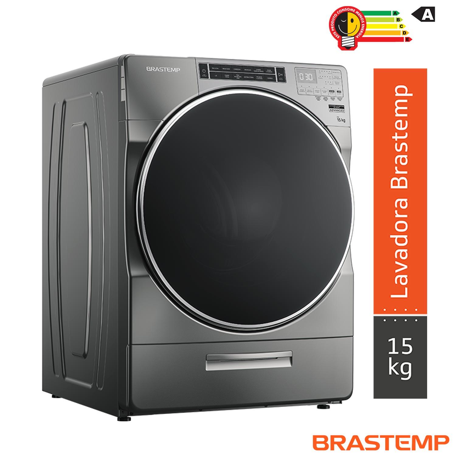 Lavadora de Roupas Brastemp 15Kg Titanium com 13 Programas de Lavagem e Dispenser Auto Dosagem - BNF15AS