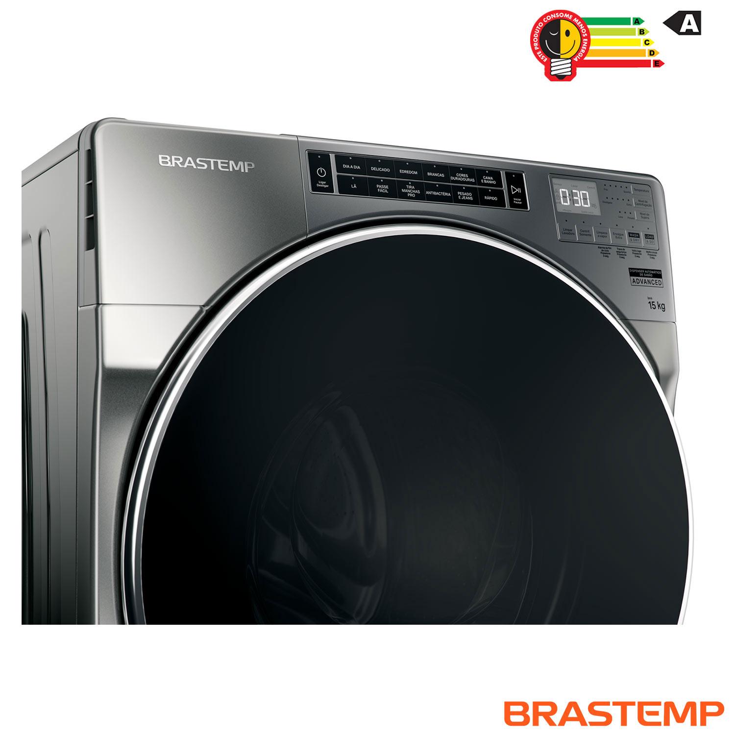 Lavadora de Roupas Brastemp 15Kg Titanium com 13 Programas de Lavagem e Dispenser Auto Dosagem - BNF15AS