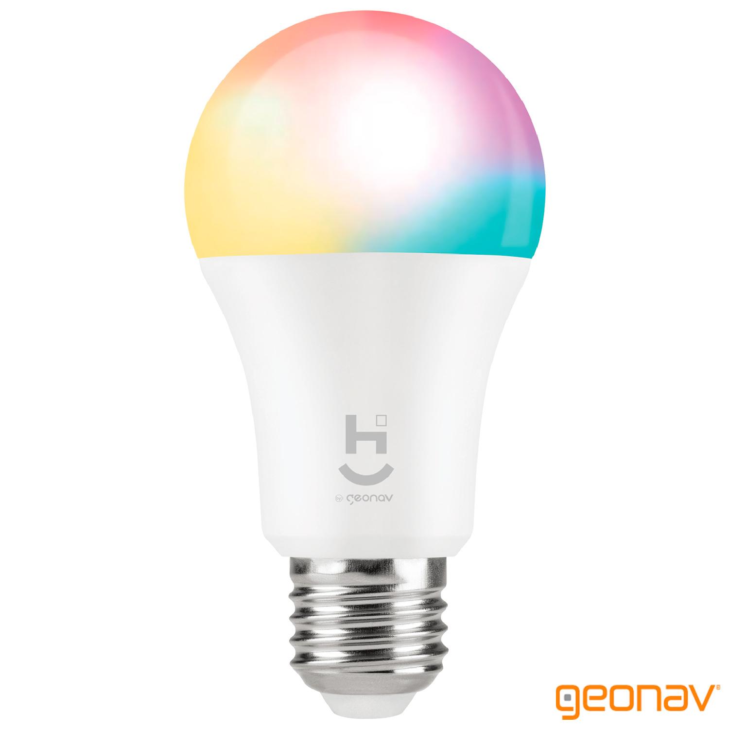 Lâmpada LED Inteligente RGB+W 2700-6500K soquete E27 Wi-Fi + Bluetooth -  HI GEONAV