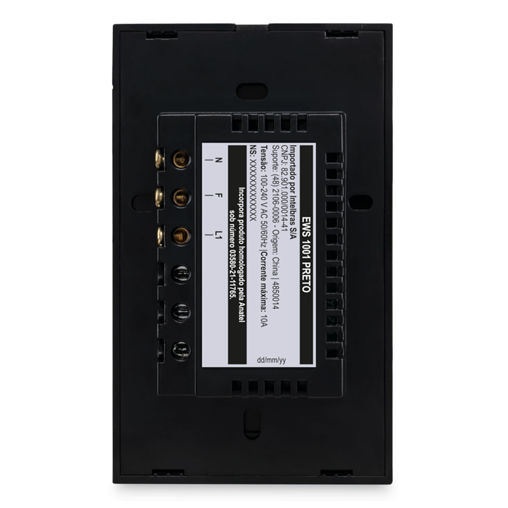 Interruptor Smart Touch Wi-Fi Izy com 1 Tecla Preto - Intelbras - EWS 1001