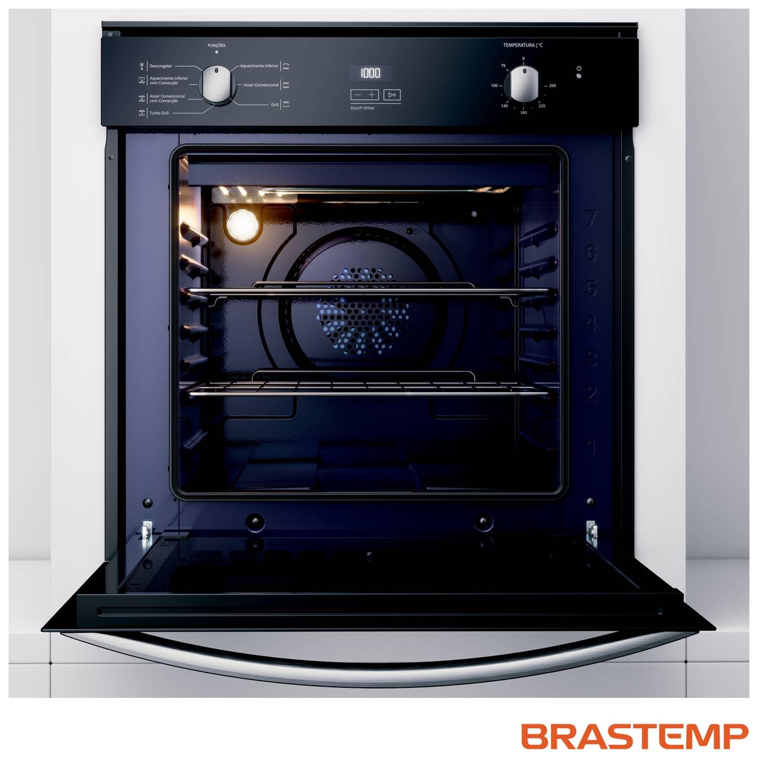 Forno de Embutir Elétrico Brastemp 84 Litros Inox Espelhado com Convecção e Timer Touch