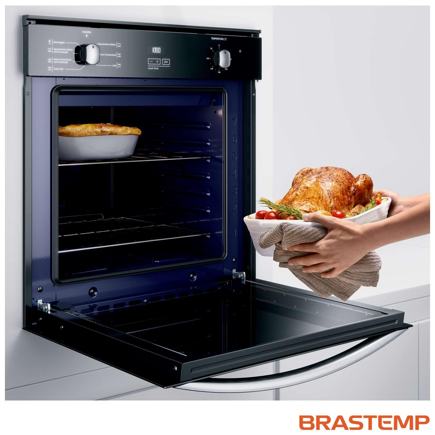Forno de Embutir Elétrico Brastemp 84 Litros Inox Espelhado com Convecção e Timer Touch