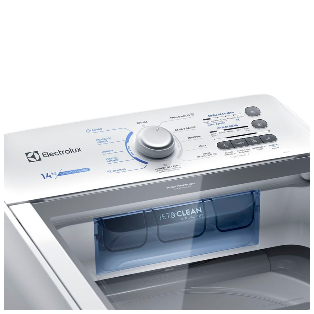 Máquina de Lavar 14kg Electrolux Essential Care com Cesto Inox, Jet&Clean e Ultra Filter (LED14)