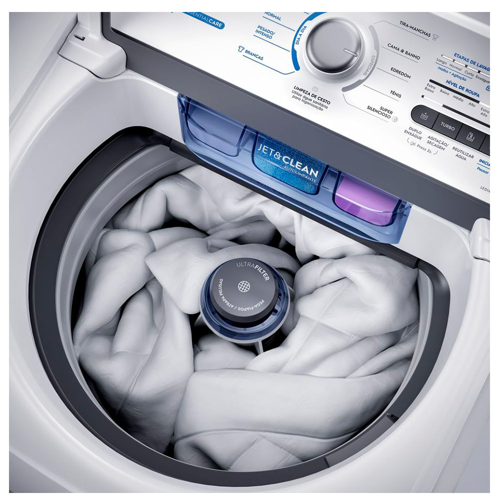 Máquina de Lavar 14kg Electrolux Essential Care com Cesto Inox, Jet&Clean e Ultra Filter (LED14)