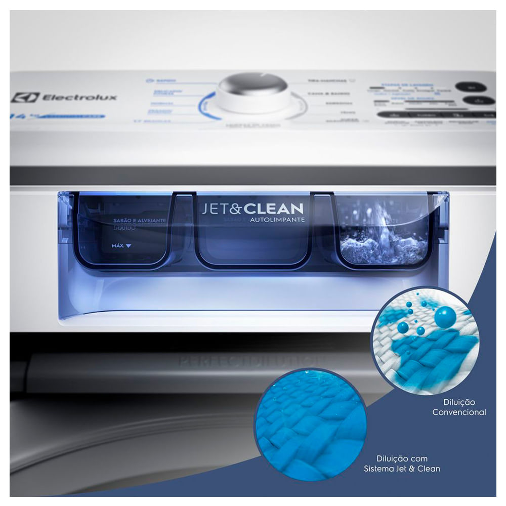 Máquina de Lavar 14kg Electrolux Essential Care com Cesto Inox, Jet&Clean e Ultra Filter (LED14)