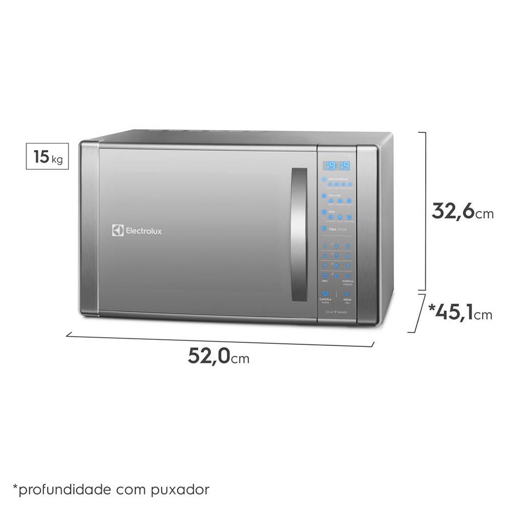 Micro-ondas Electrolux com 31 Litros de Capacidade e Grill Prata - ME41X