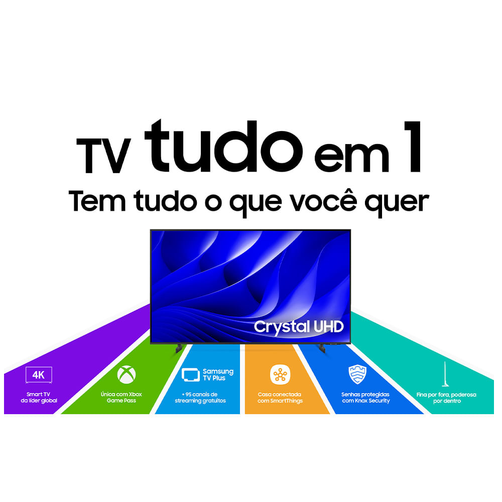 Smart TV Samsung 50" Polegadas Crystal UHD 4K 50DU8000 Painel Dynamic Crystal Color e Gaming Hub