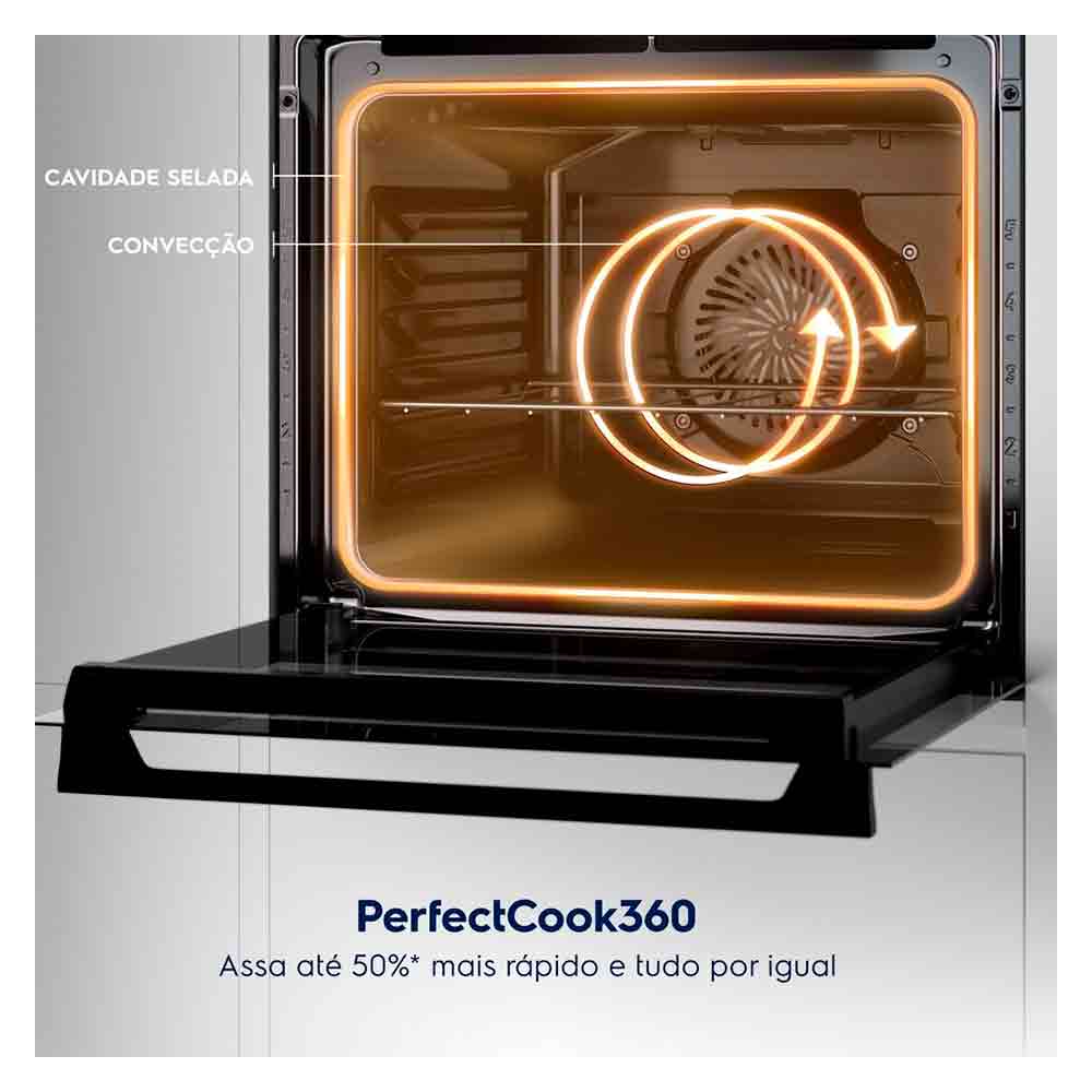 Forno Elétrico de Embutir Electrolux Efficient PerfectCook360 com 80 Litros, Grill Painel Full Touch - OE8EF