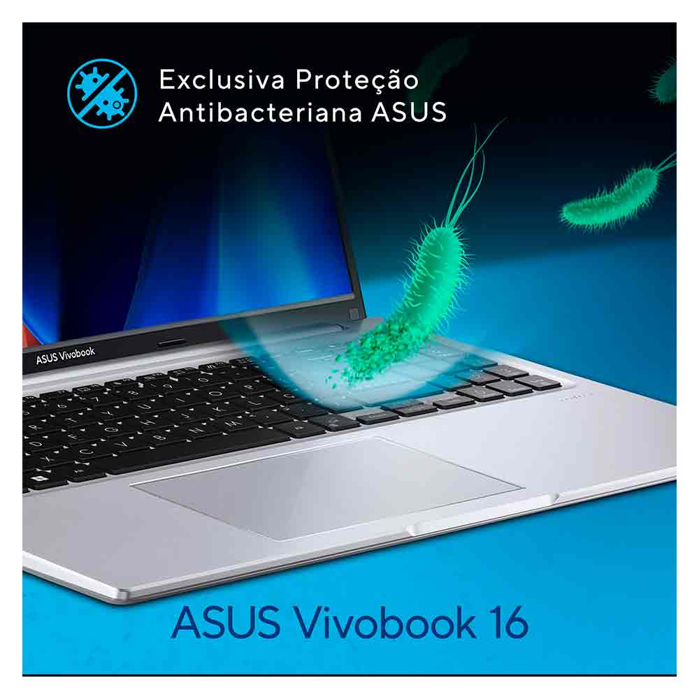 Notebook Asus Vivobook 16, Intel Core i7 1355U, 16GB, 512GB SSD, Tela de 16", Cool Silver - X1605VA-MB763W