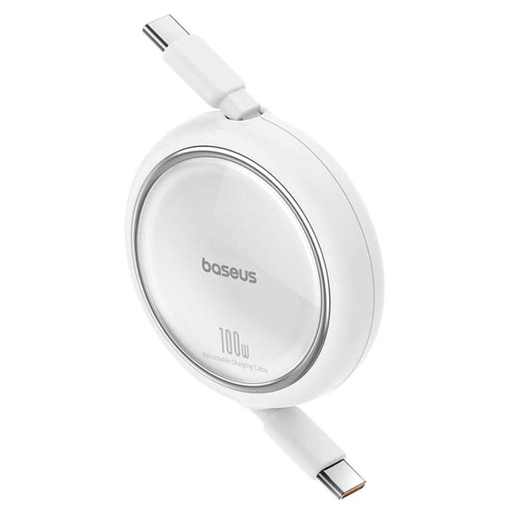 Cabo Tipo C para Tipo C Baseus Free2Draw Mini Retrátil 100W 1 m Baseus Branco - P10364500211-00