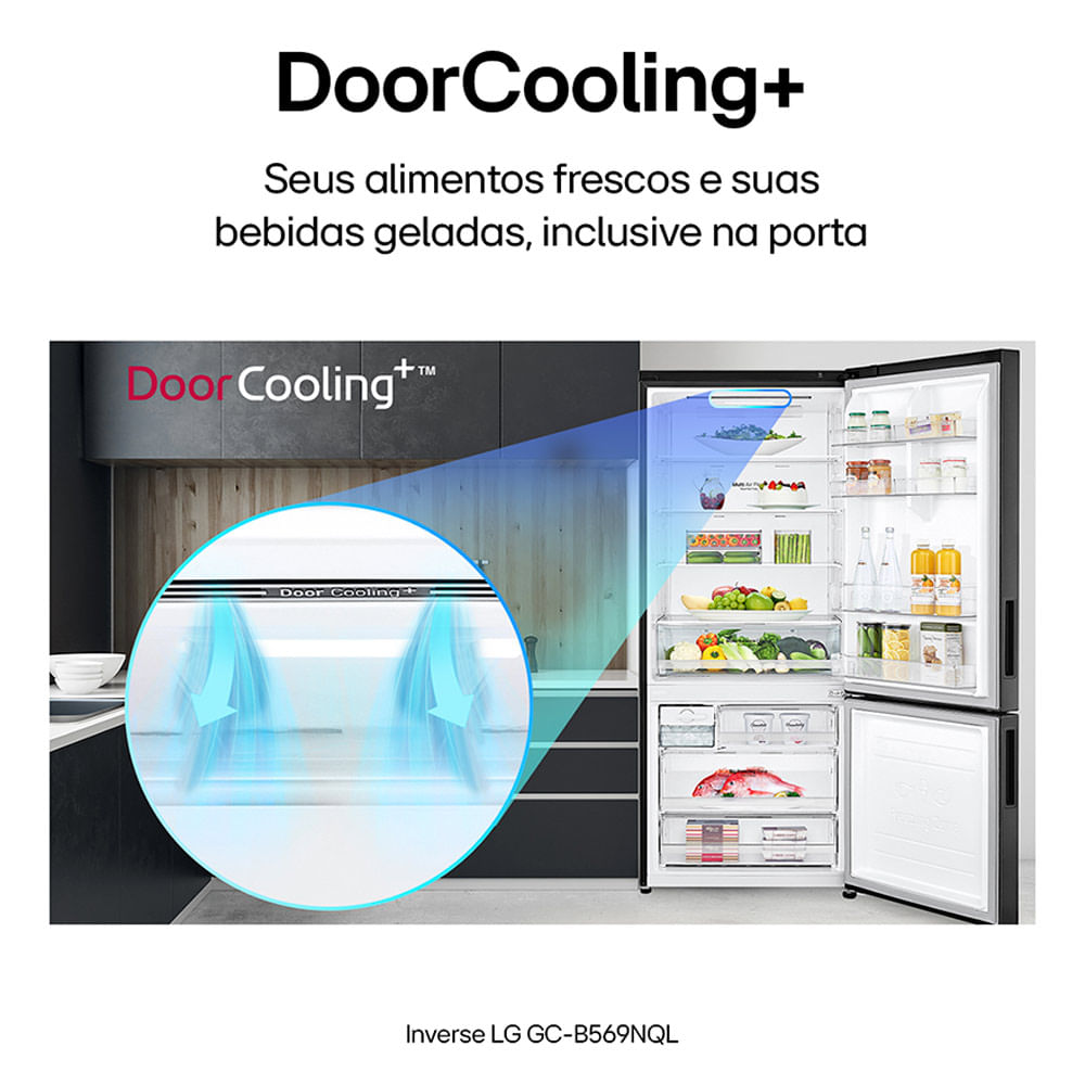 Refrigerador Inverse LG de 02 Portas Frost Free com 451 Litros Black Inox - GCB569NQL