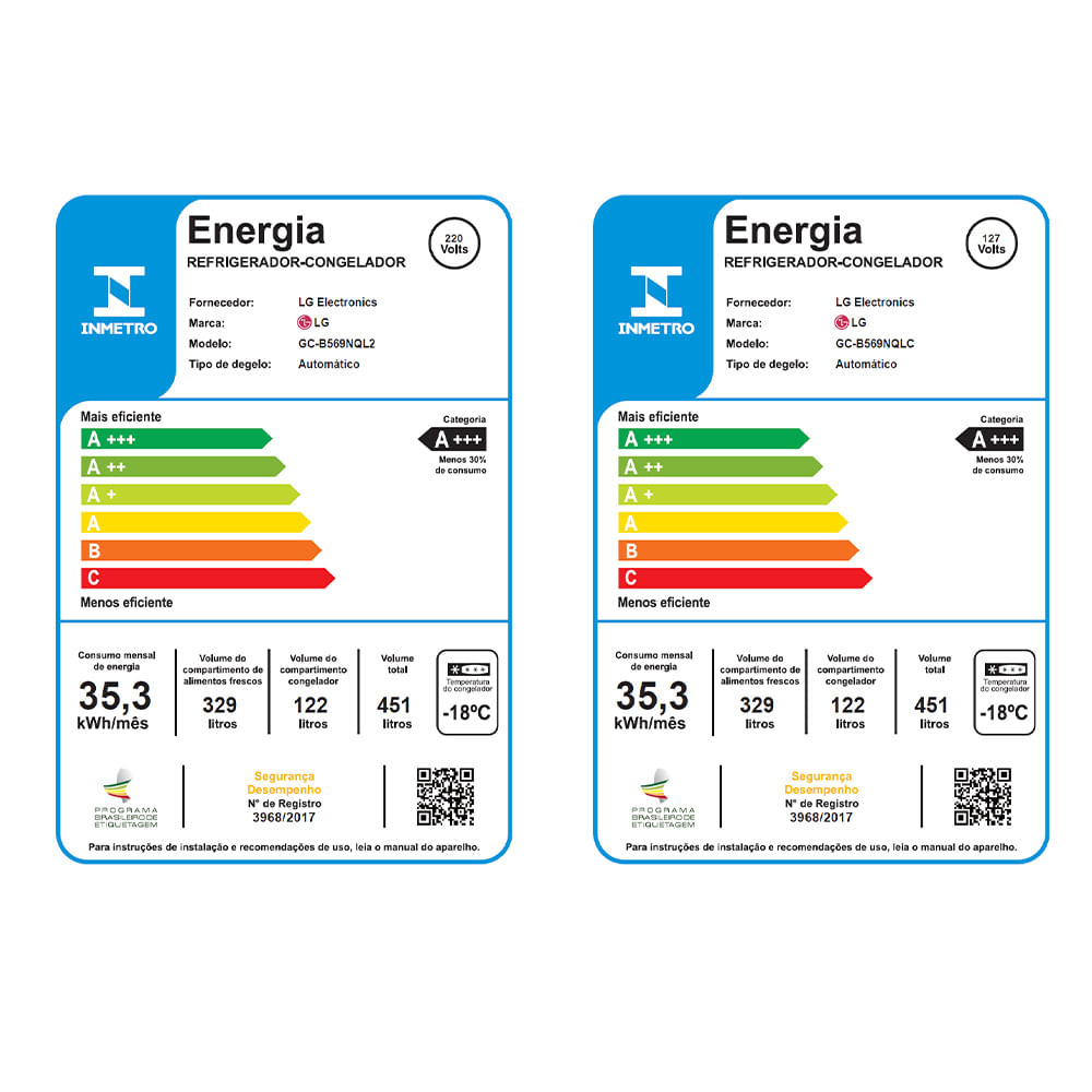 Refrigerador Inverse LG de 02 Portas Frost Free com 451 Litros Black Inox - GCB569NQL