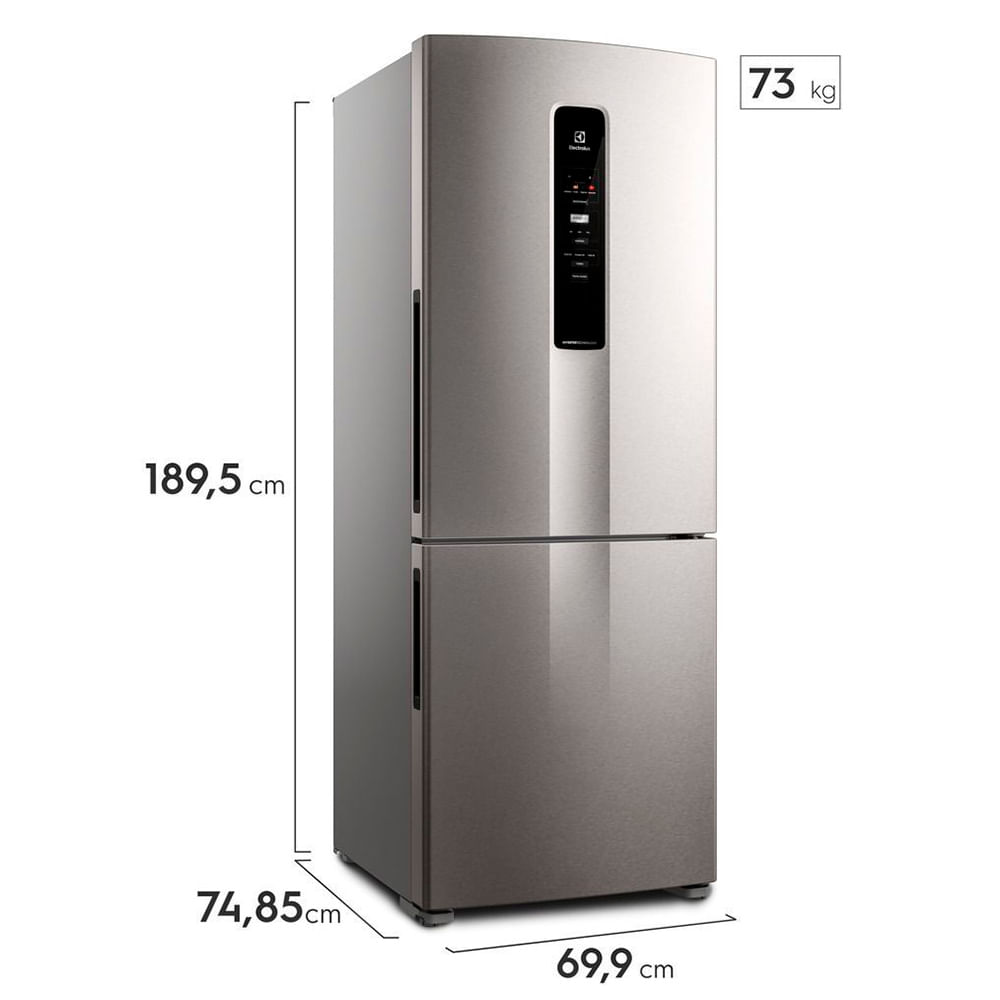Refrigerador de 02 Portas Electrolux Frost Free com 490 Litros Efficient com AutoSense Inverse Inox Look - IB7S