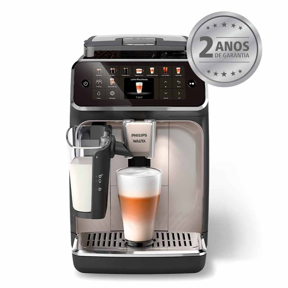 Cafeteira Espresso Superautomática LatteGo Preta e Cromada com 20 Tipos de Bebidas - EP5547