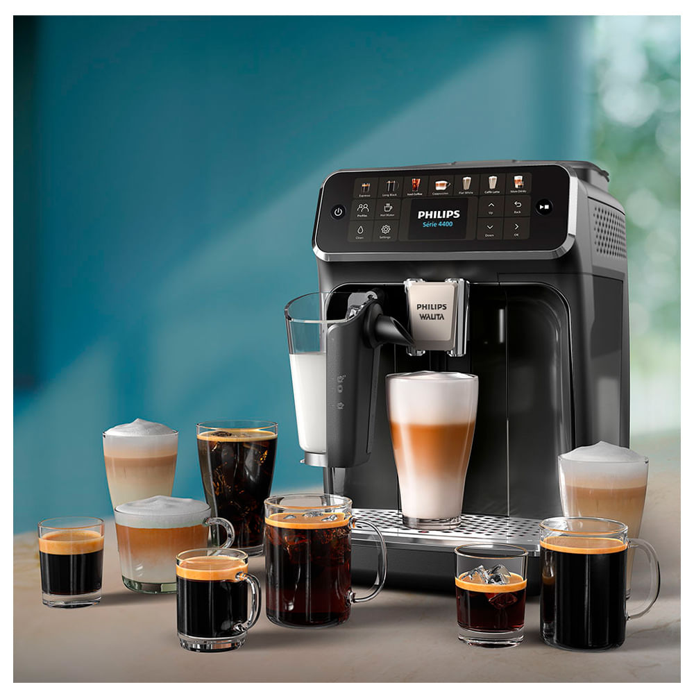 Cafeteira Espresso Superautomática LatteGo Série 4400 Philips Walita Preta com 12 Tipos de Bebidas - EP4441