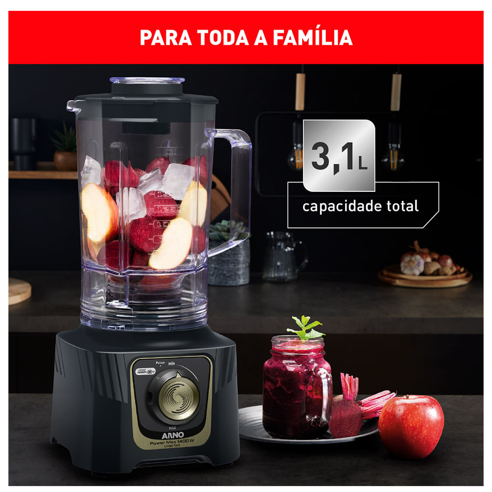Liquidificador Arno Power Max 1400 Plus com 15 Velocidades e Jarra de 3,1 Litros - LN82