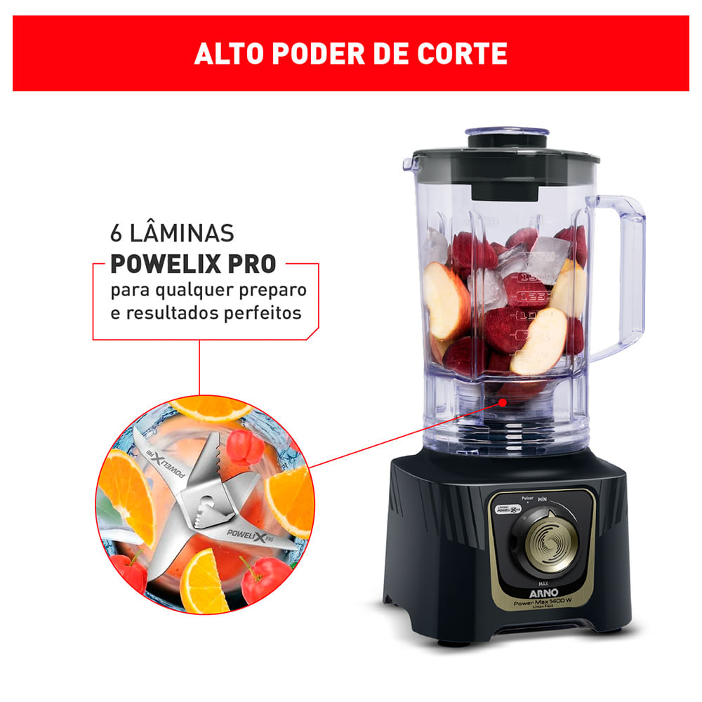 Liquidificador Arno Power Max 1400 Plus com 15 Velocidades e Jarra de 3,1 Litros - LN82
