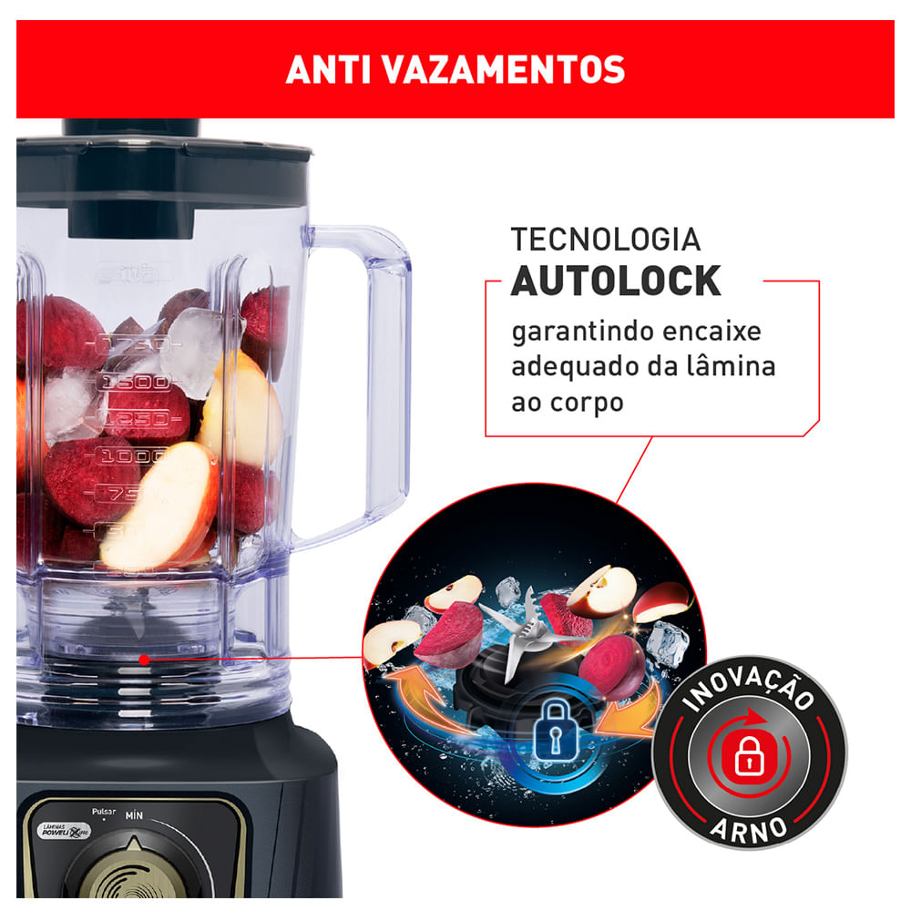 Liquidificador Arno Power Max 1400 Plus com 15 Velocidades e Jarra de 3,1 Litros - LN82