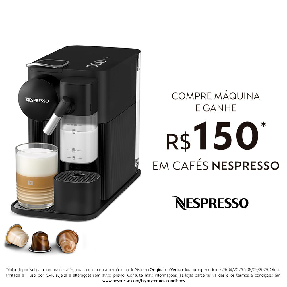 Cafeteira Nespresso New Lattissima One Preta para Café Espresso - F121-BR
