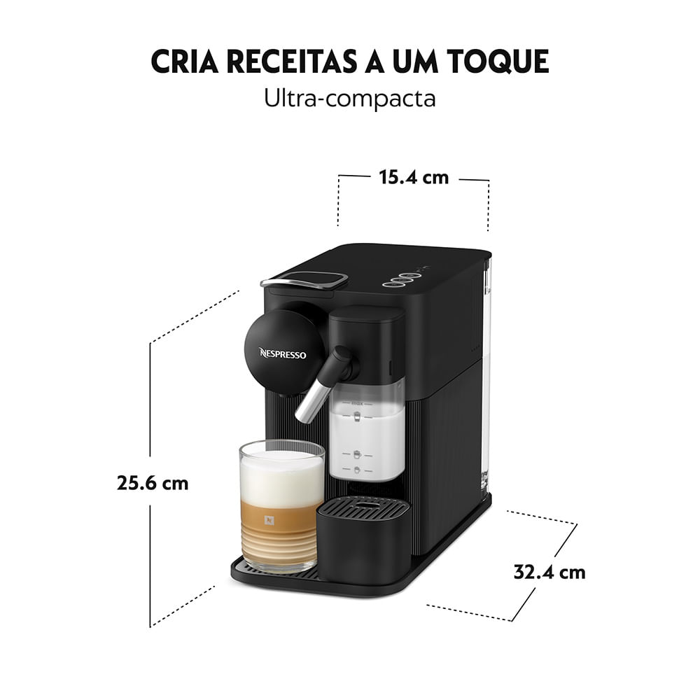Cafeteira Nespresso New Lattissima One Preta para Café Espresso - F121-BR