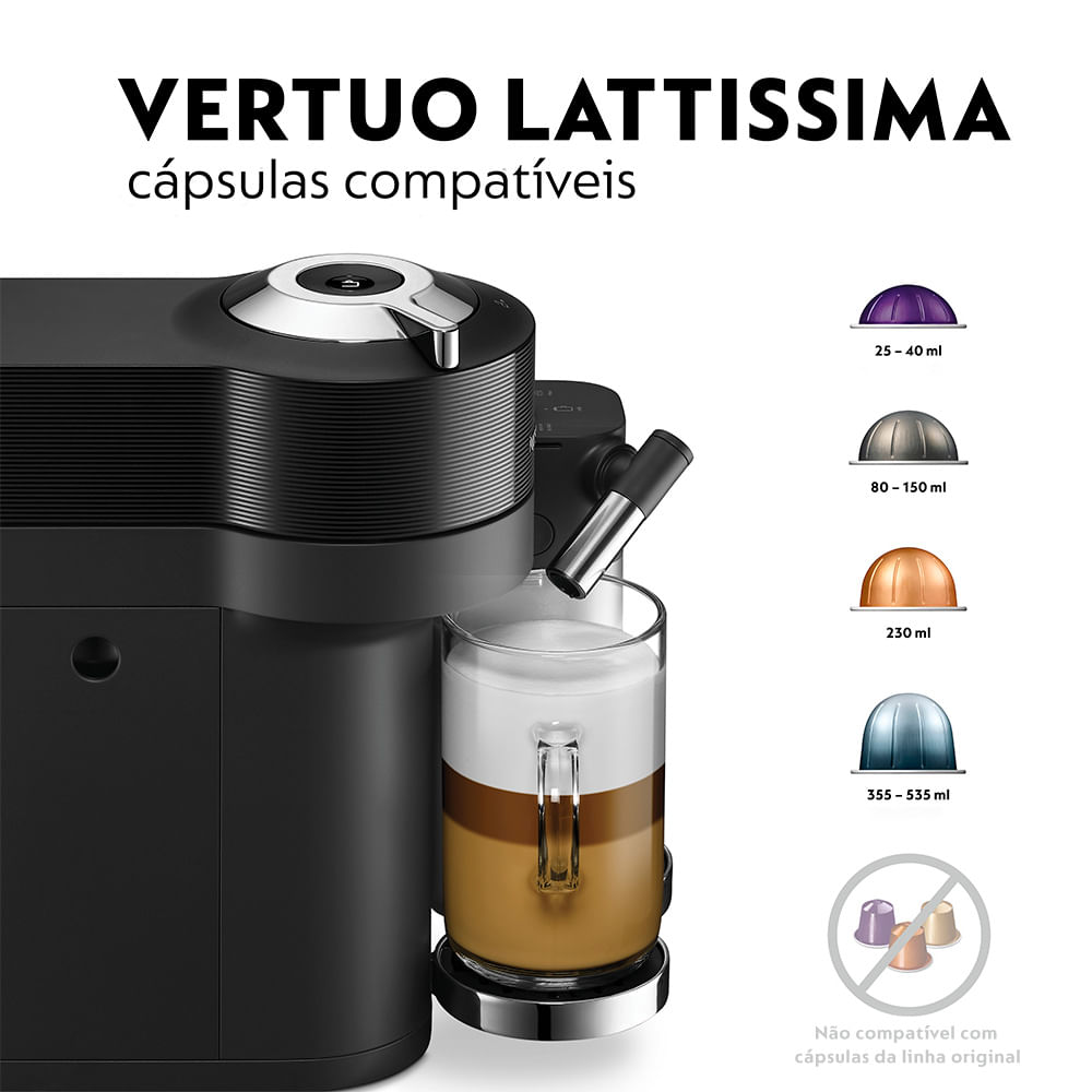 Cafeteira Nespresso Vertuo Lattissima Preta - GDV5BR