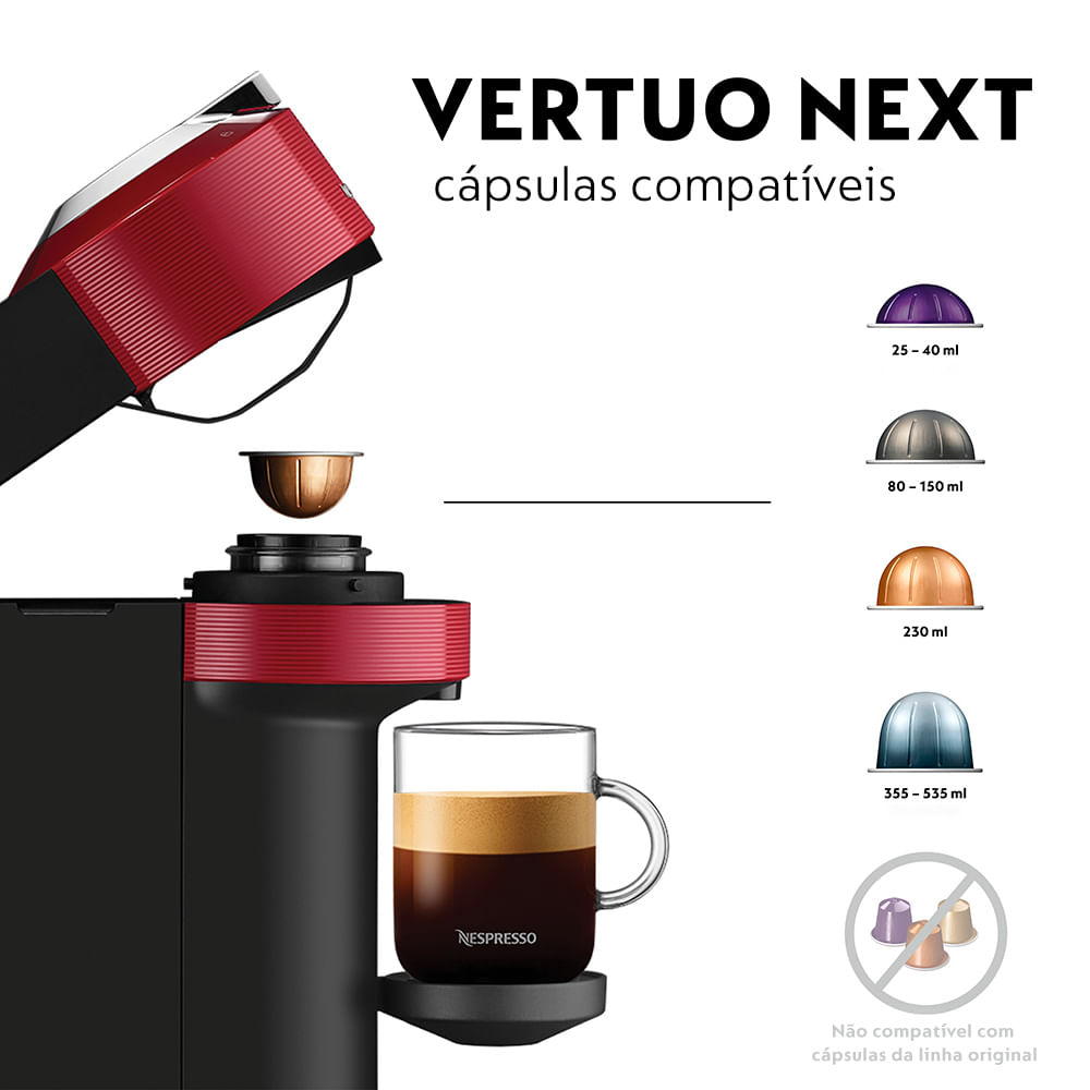 Cafeteira Nespresso Vertuo Next Vermelho Cereja para Café Espresso - GCV1-BR-RE-NE