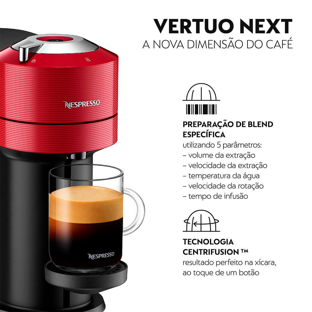 Cafeteira Nespresso Vertuo Next Vermelho Cereja para Café Espresso - GCV1-BR-RE-NE