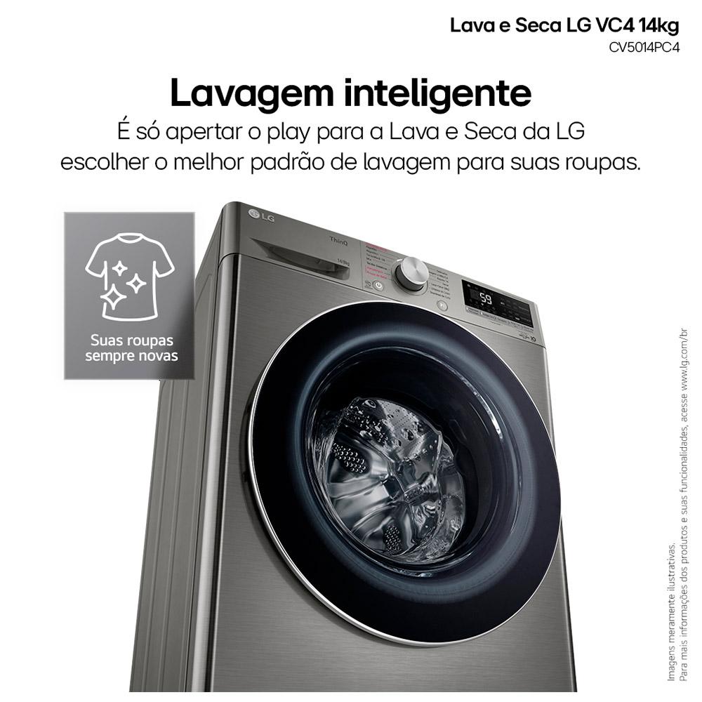 Lava e Seca Smart LG VC4 14kg Inox Look com AIDD™ CV5014PC4