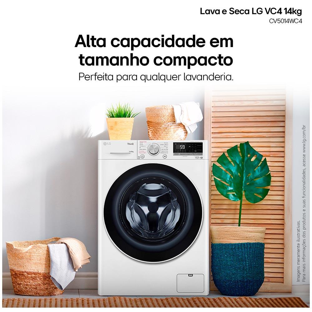 Lava e Seca LG Smart VC4 14kg Branca com Inteligência Artificial AIDD™ (CV5014WC4)
