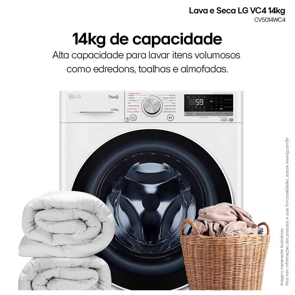 Lava e Seca LG Smart VC4 14kg Branca com Inteligência Artificial AIDD™ (CV5014WC4)