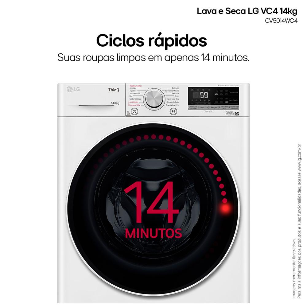Lava e Seca LG Smart VC4 14kg Branca com Inteligência Artificial AIDD™ (CV5014WC4)