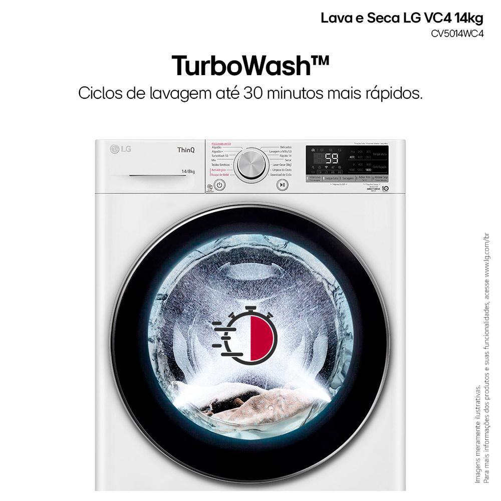 Lava e Seca LG Smart VC4 14kg Branca com Inteligência Artificial AIDD™ (CV5014WC4)