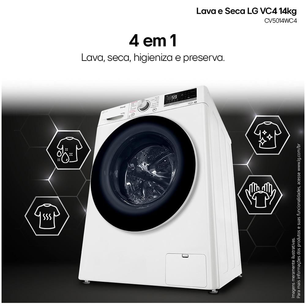 Lava e Seca LG Smart VC4 14kg Branca com Inteligência Artificial AIDD™ (CV5014WC4)