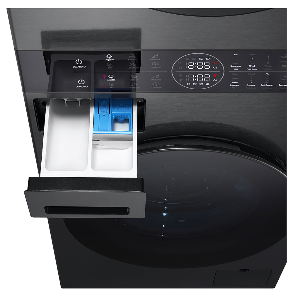 Lava e Seca Torre Smart LG WashTower 14kg Black Inox com AIDD™ WK14BS6